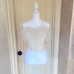 Large strapless feather accent bustier